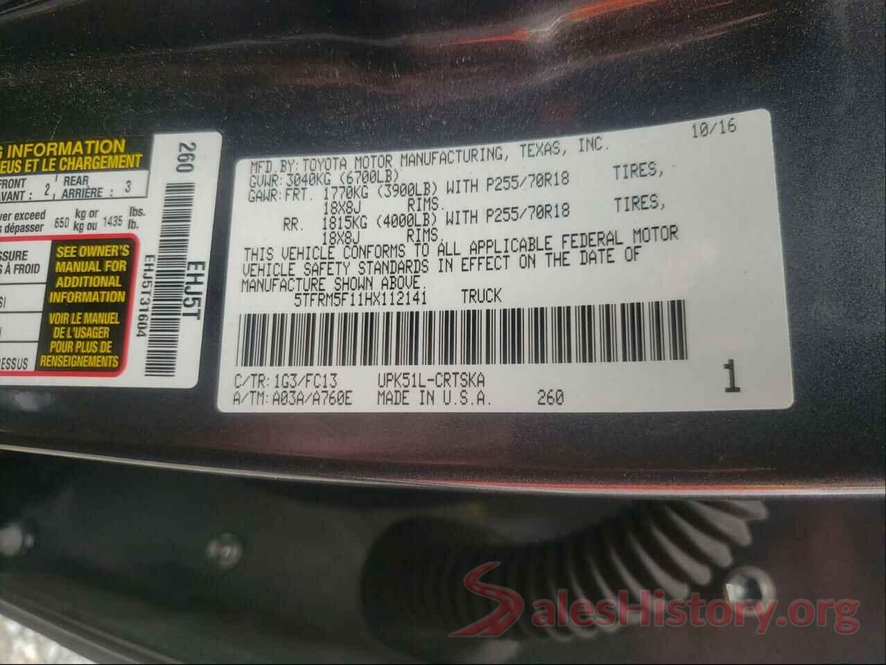 5TFRM5F11HX112141 2017 TOYOTA TUNDRA