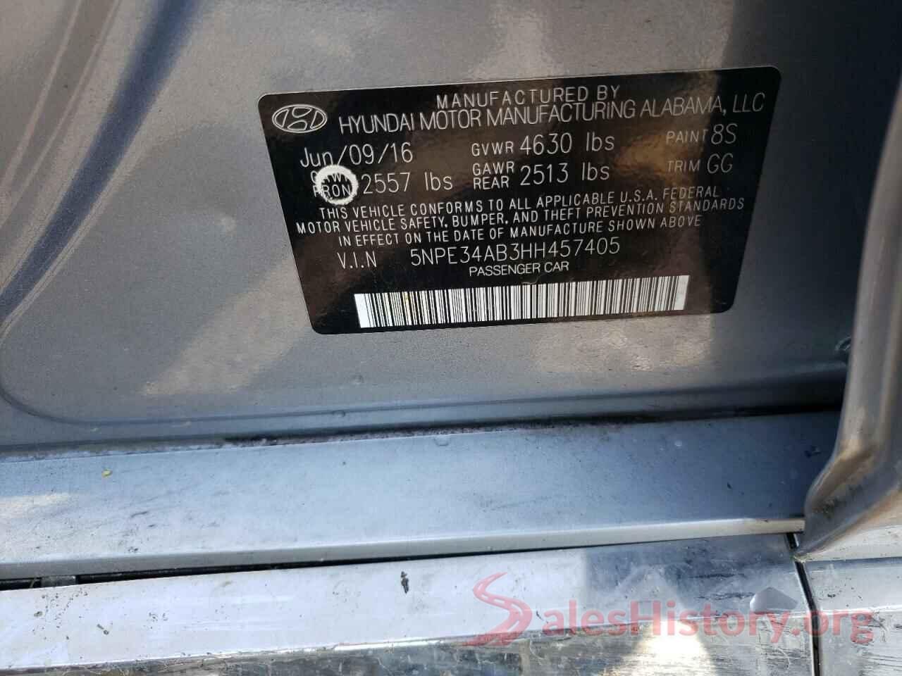 5NPE34AB3HH457405 2017 HYUNDAI SONATA