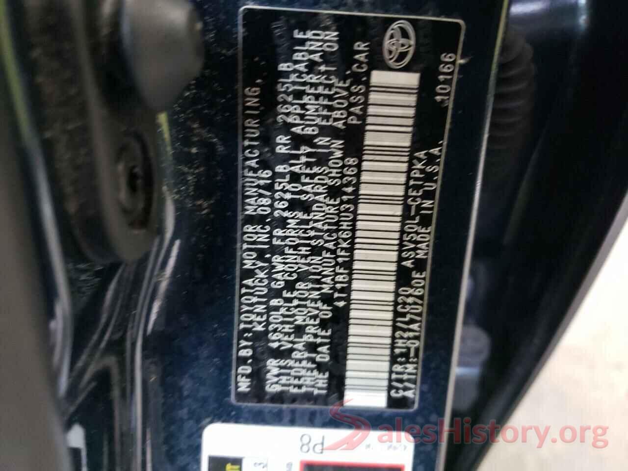 4T1BF1FK6HU314368 2017 TOYOTA CAMRY