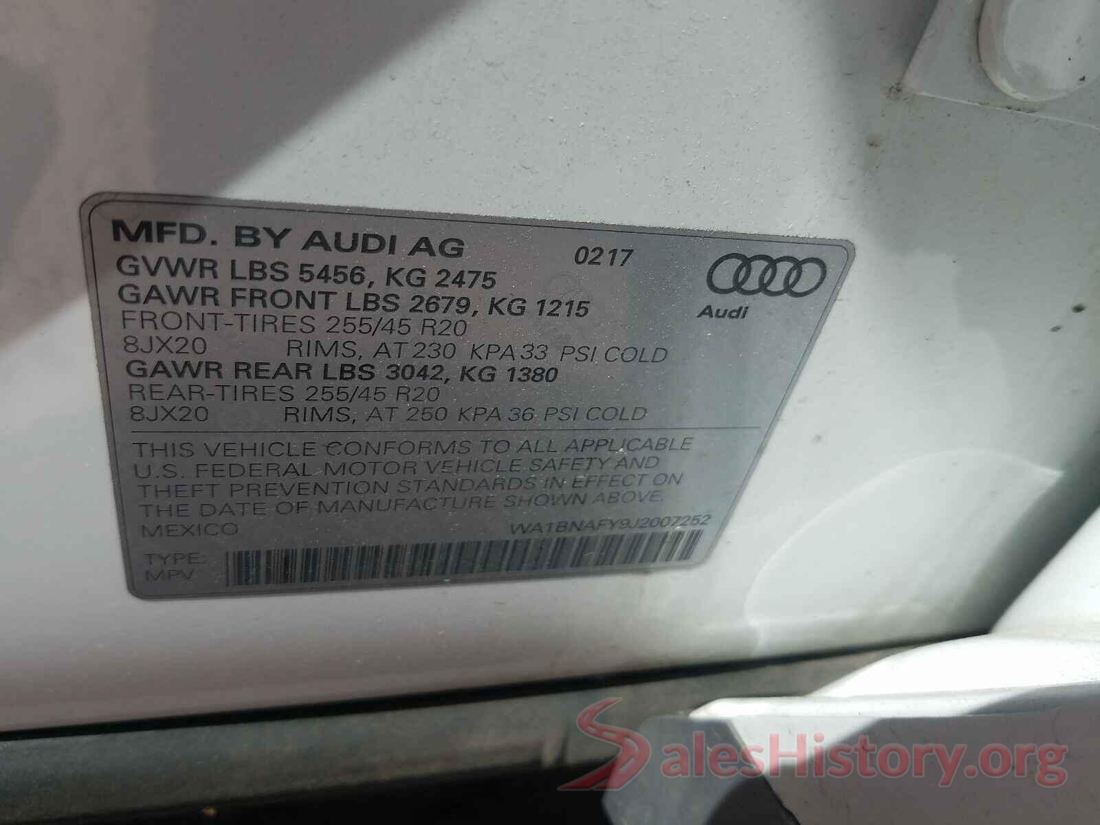 WA1BNAFY9J2007252 2018 AUDI Q5