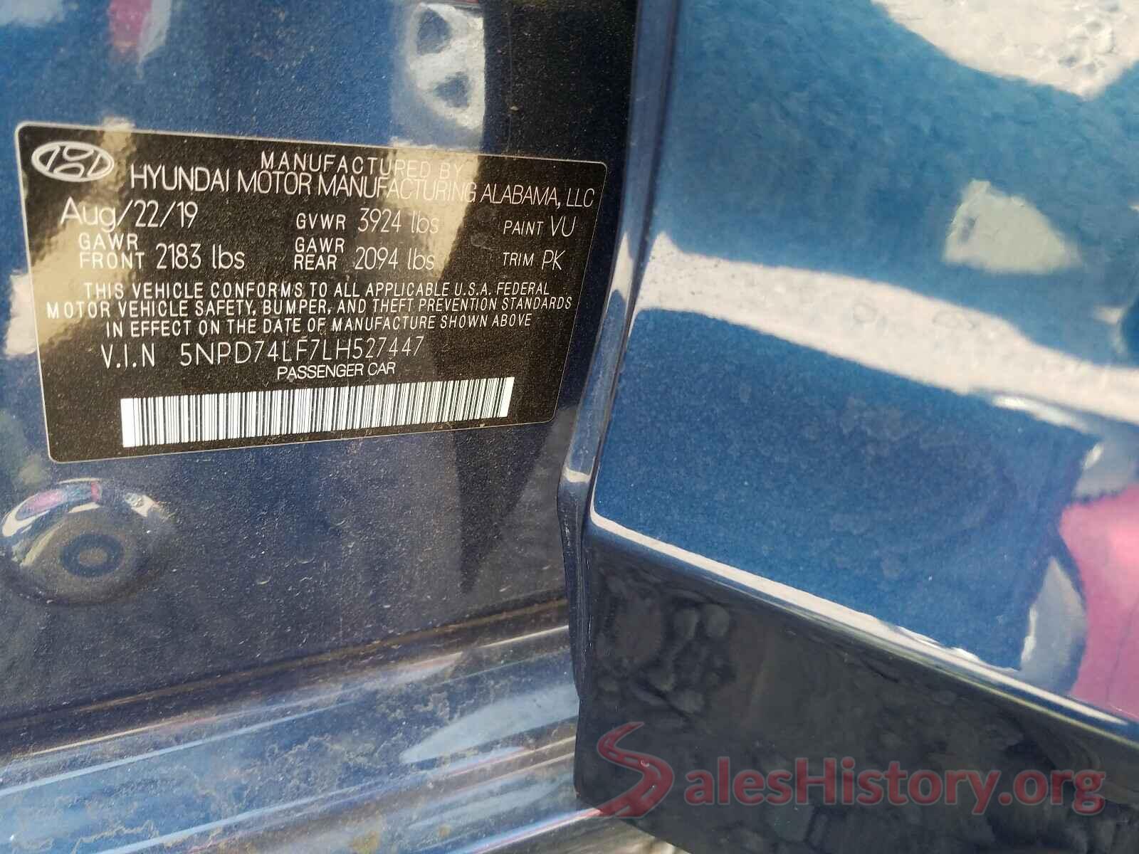 5NPD74LF7LH527447 2020 HYUNDAI ELANTRA