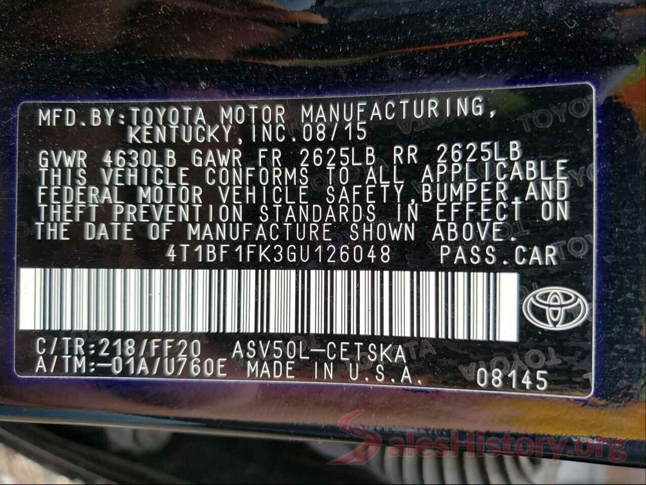 4T1BF1FK3GU126048 2016 TOYOTA CAMRY