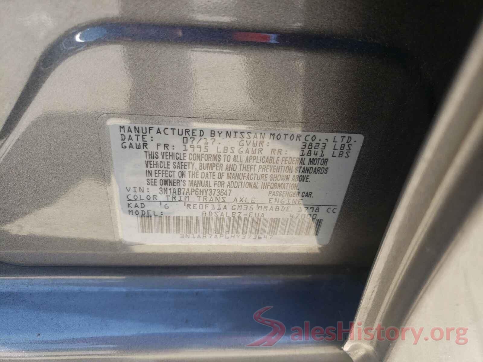 3N1AB7AP6HY373647 2017 NISSAN SENTRA