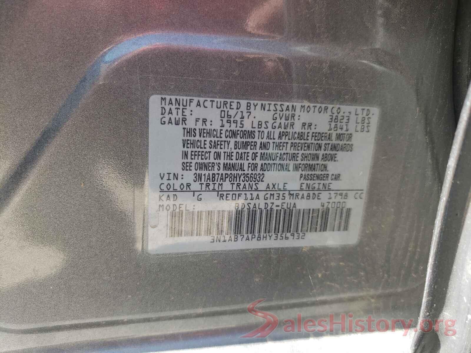 3N1AB7AP8HY356932 2017 NISSAN SENTRA