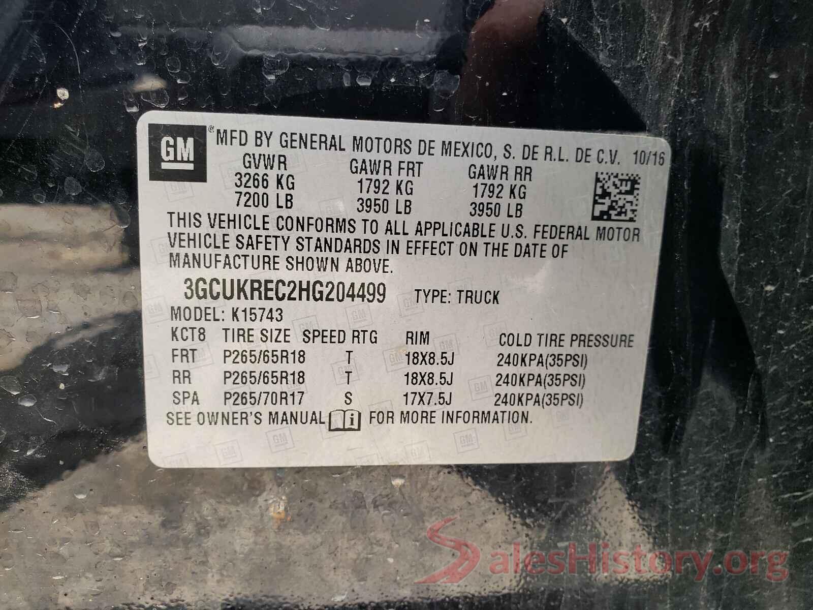 3GCUKREC2HG204499 2017 CHEVROLET SILVERADO