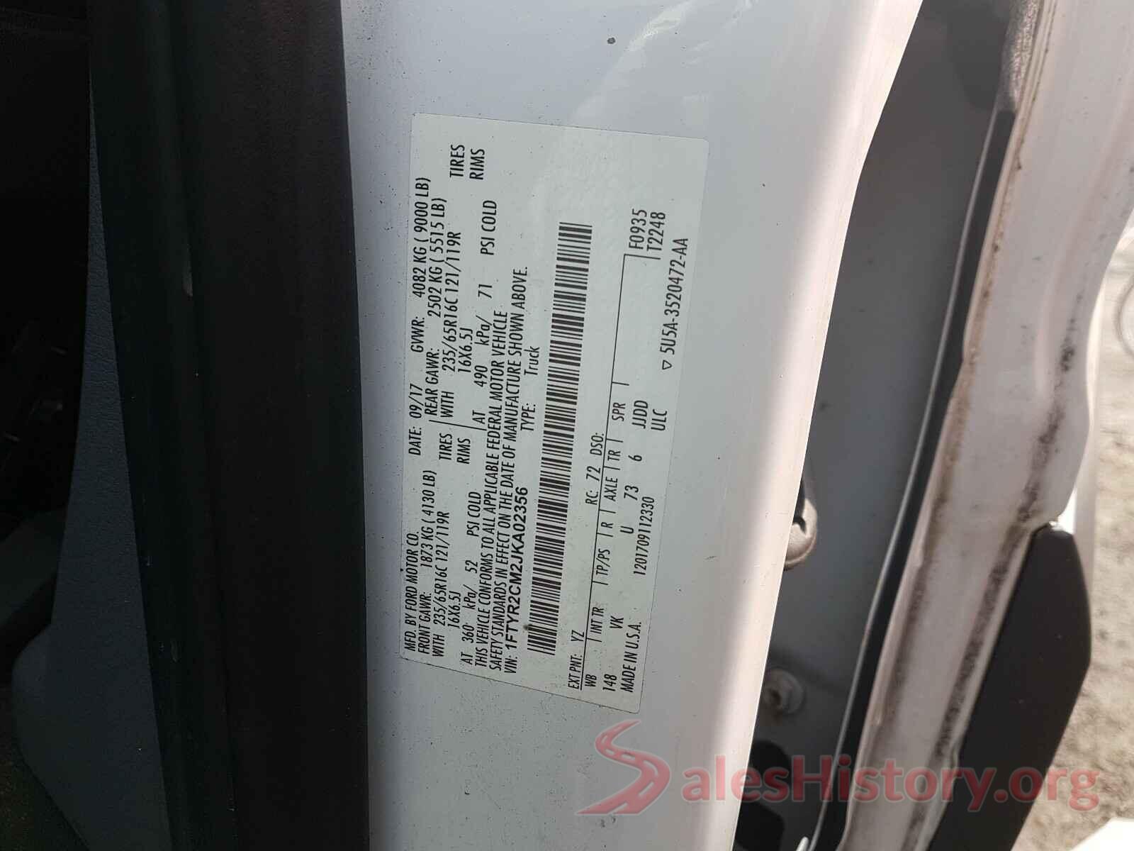 1FTYR2CM2JKA02356 2018 FORD TRANSIT CO