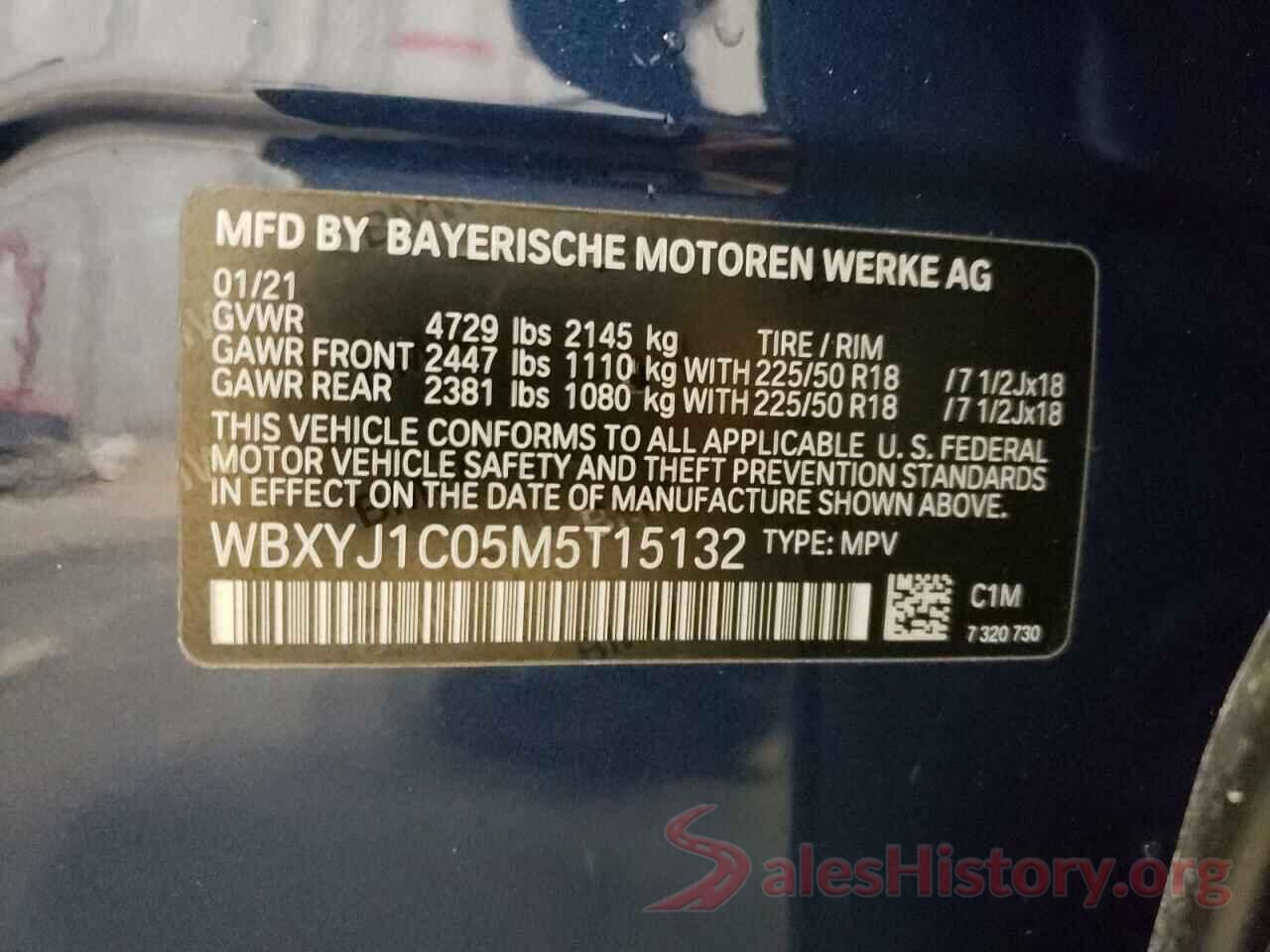 WBXYJ1C05M5T15132 2021 BMW X2