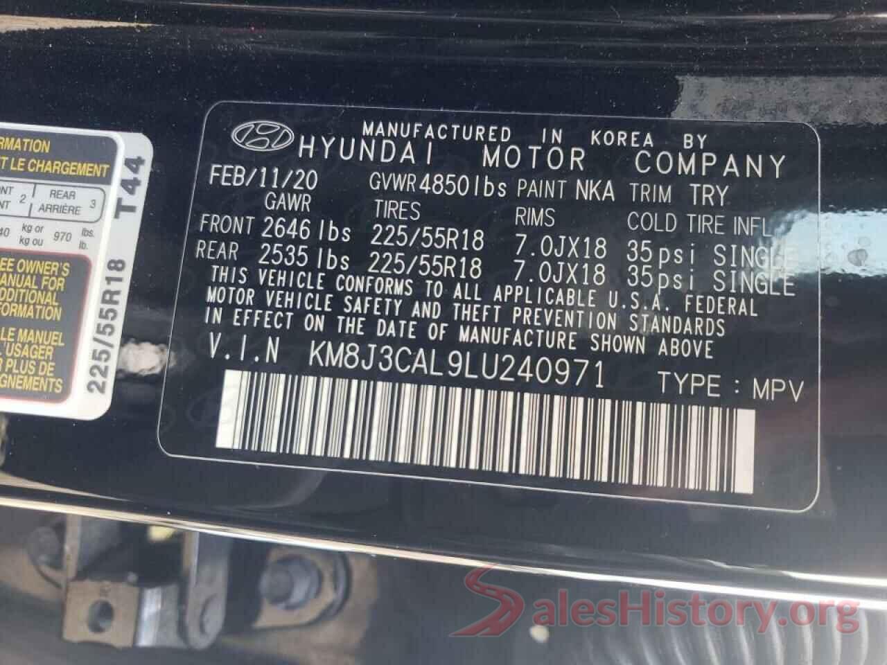 KM8J3CAL9LU240971 2020 HYUNDAI TUCSON