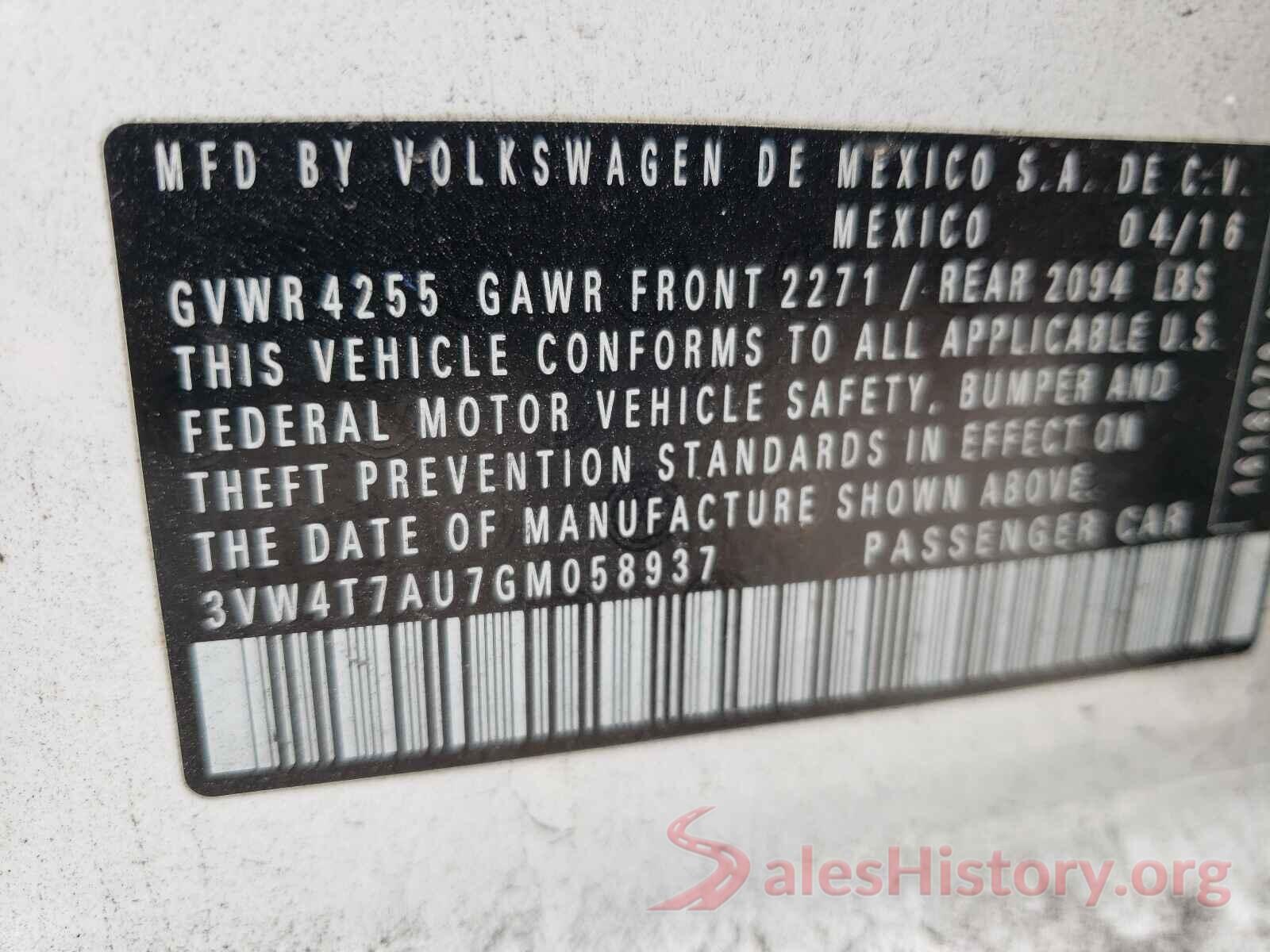 3VW4T7AU7GM058937 2016 VOLKSWAGEN GTI