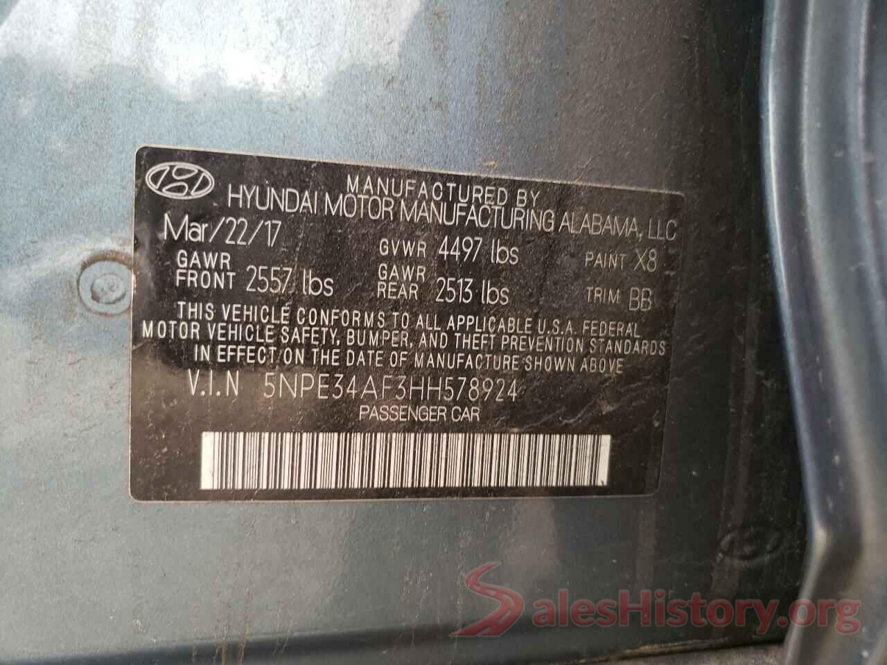 5NPE34AF3HH578924 2017 HYUNDAI SONATA