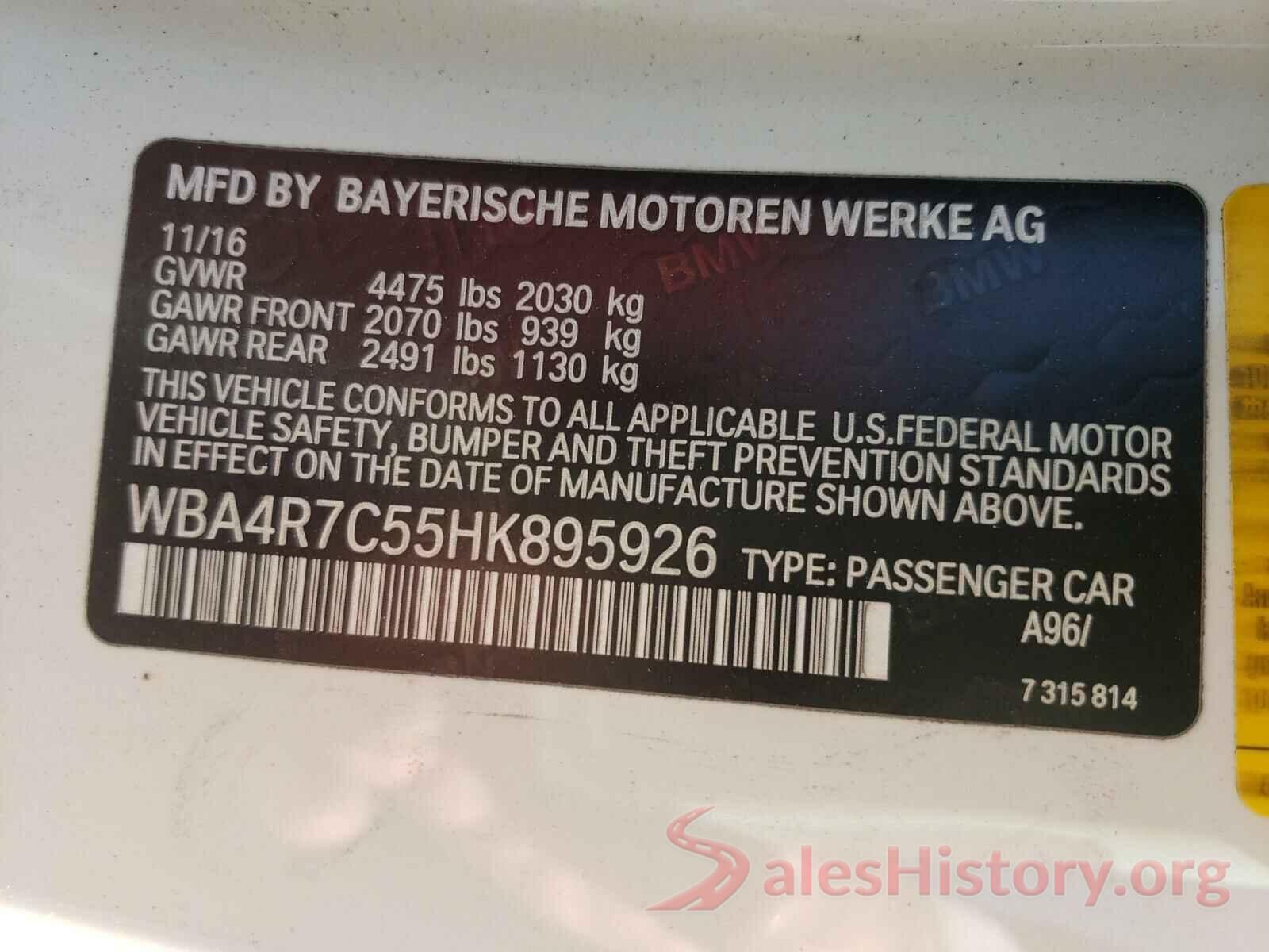 WBA4R7C55HK895926 2017 BMW 4 SERIES