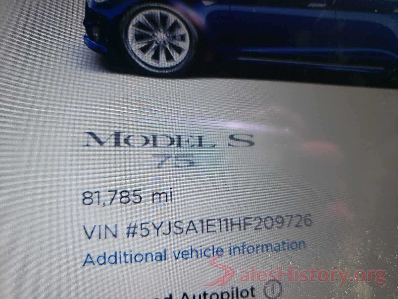 5YJSA1E11HF209726 2017 TESLA MODEL S