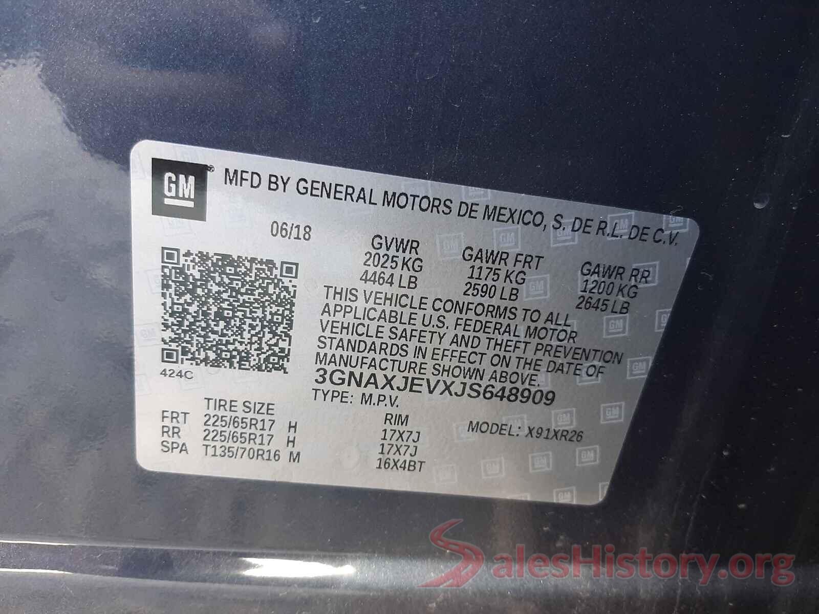 3GNAXJEVXJS648909 2018 CHEVROLET EQUINOX