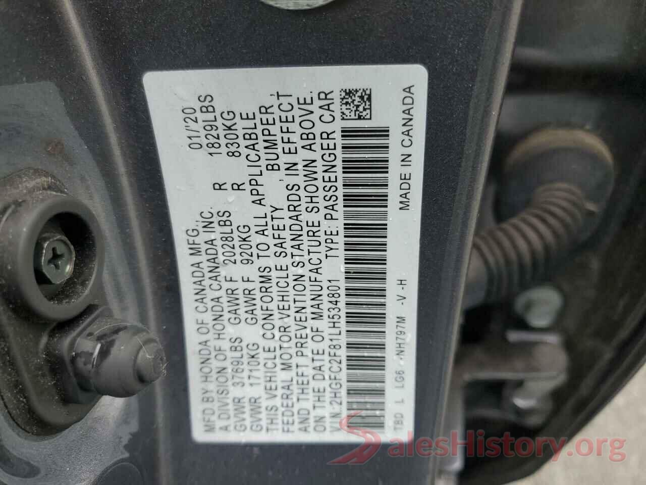 2HGFC2F81LH534801 2020 HONDA CIVIC