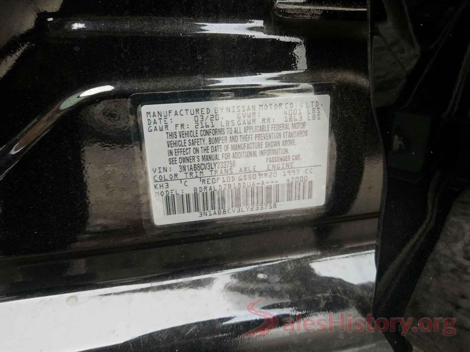 3N1AB8CV3LY233758 2020 NISSAN SENTRA