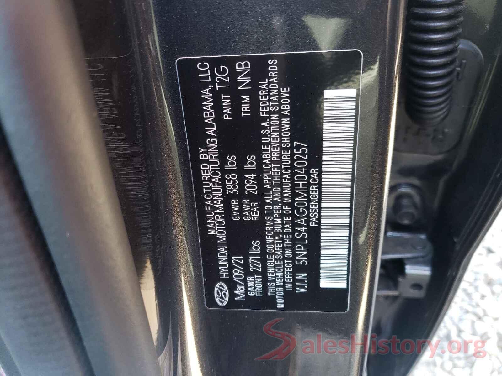 5NPLS4AG0MH040257 2021 HYUNDAI ELANTRA