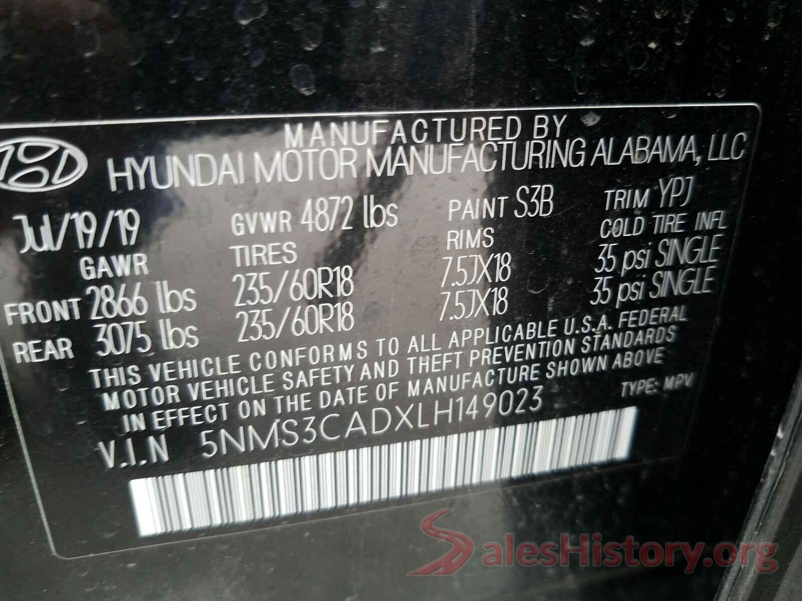 5NMS3CADXLH149023 2020 HYUNDAI SANTA FE