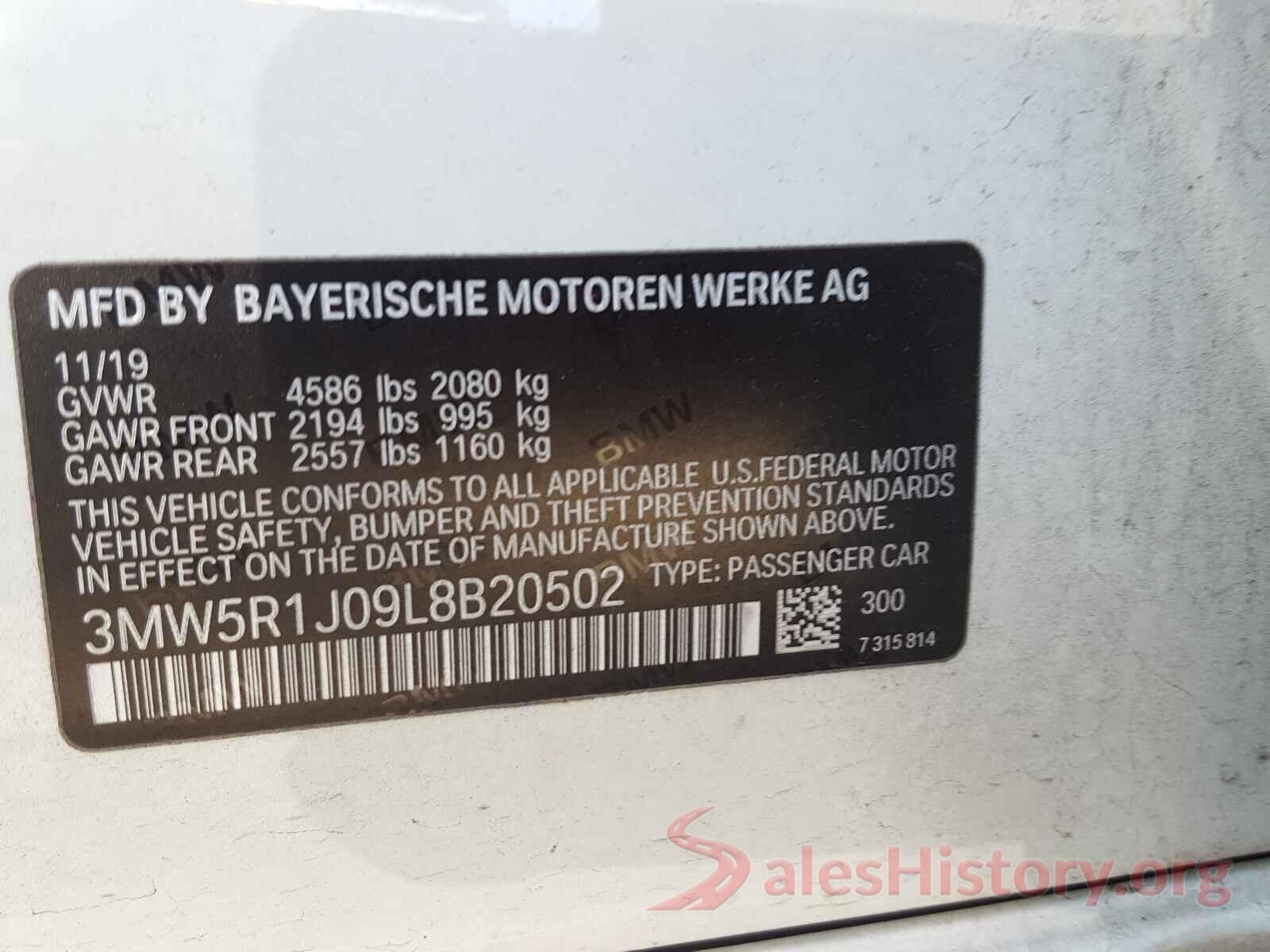 3MW5R1J09L8B20502 2020 BMW 3 SERIES