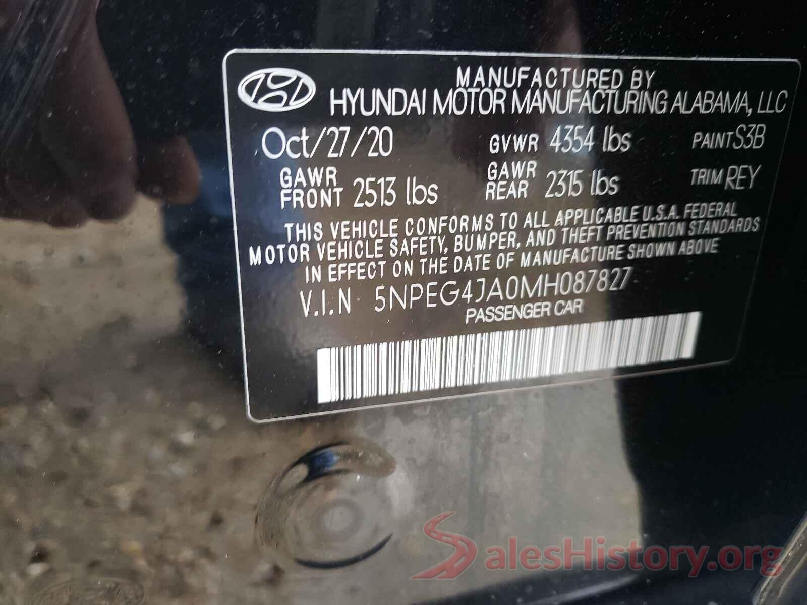 5NPEG4JA0MH087827 2021 HYUNDAI SONATA