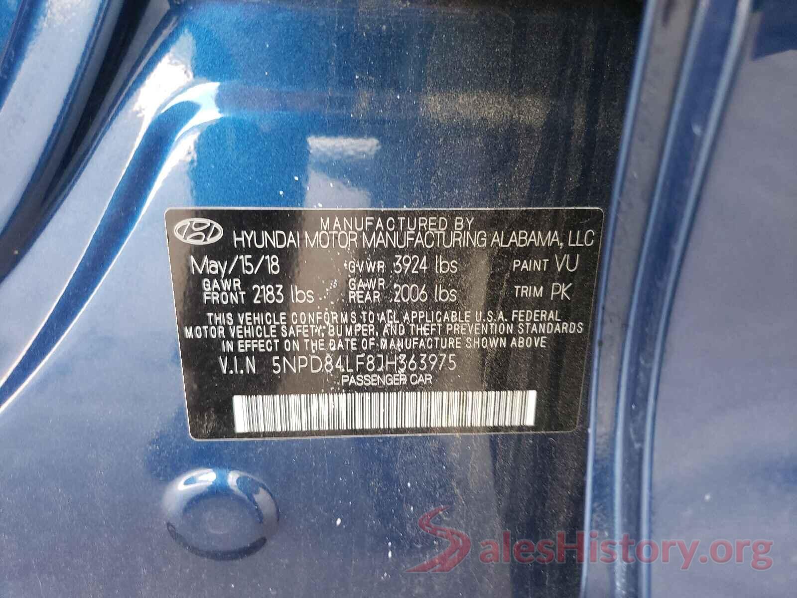 5NPD84LF8JH363975 2018 HYUNDAI ELANTRA