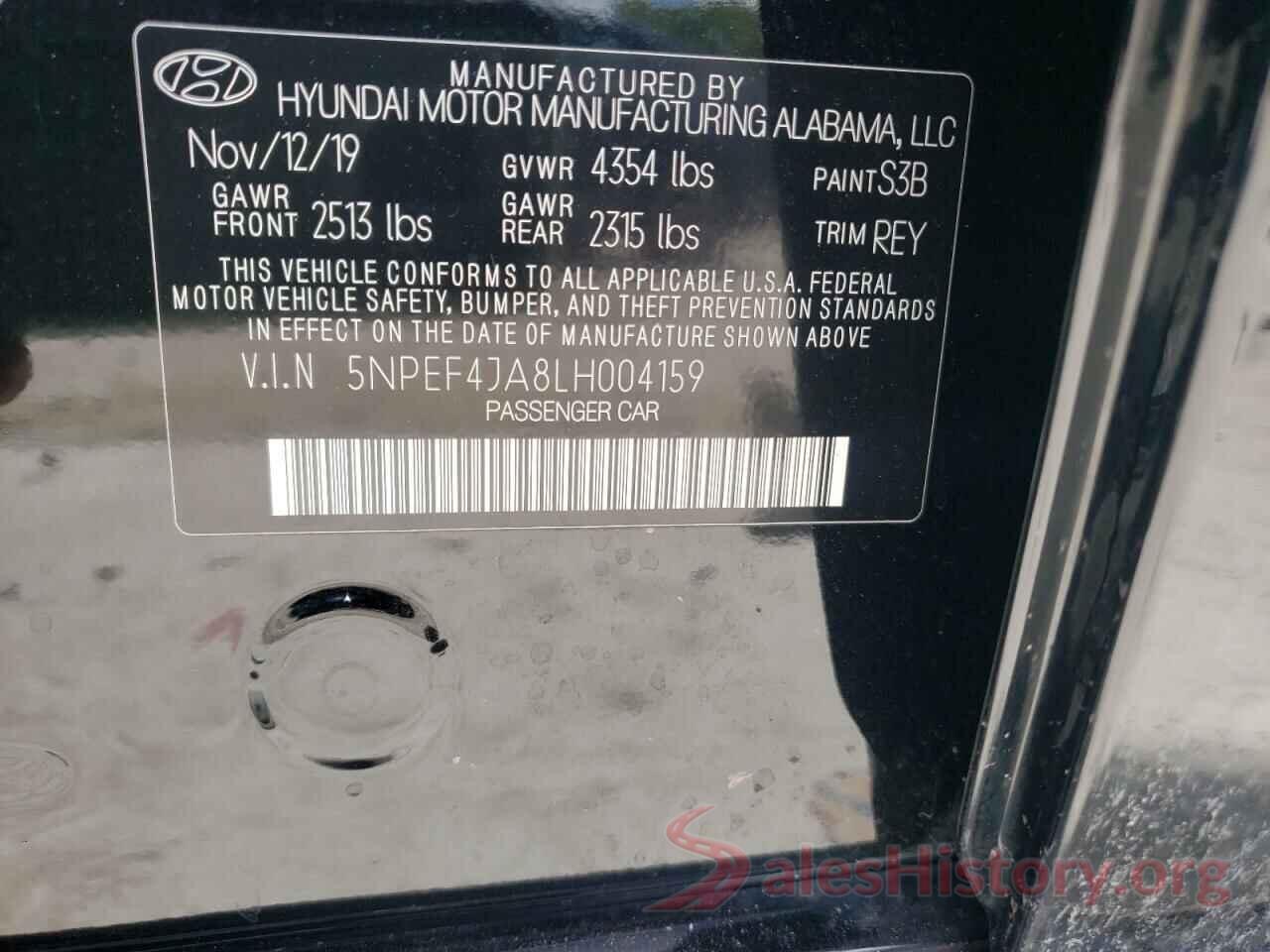 5NPEF4JA8LH004159 2020 HYUNDAI SONATA