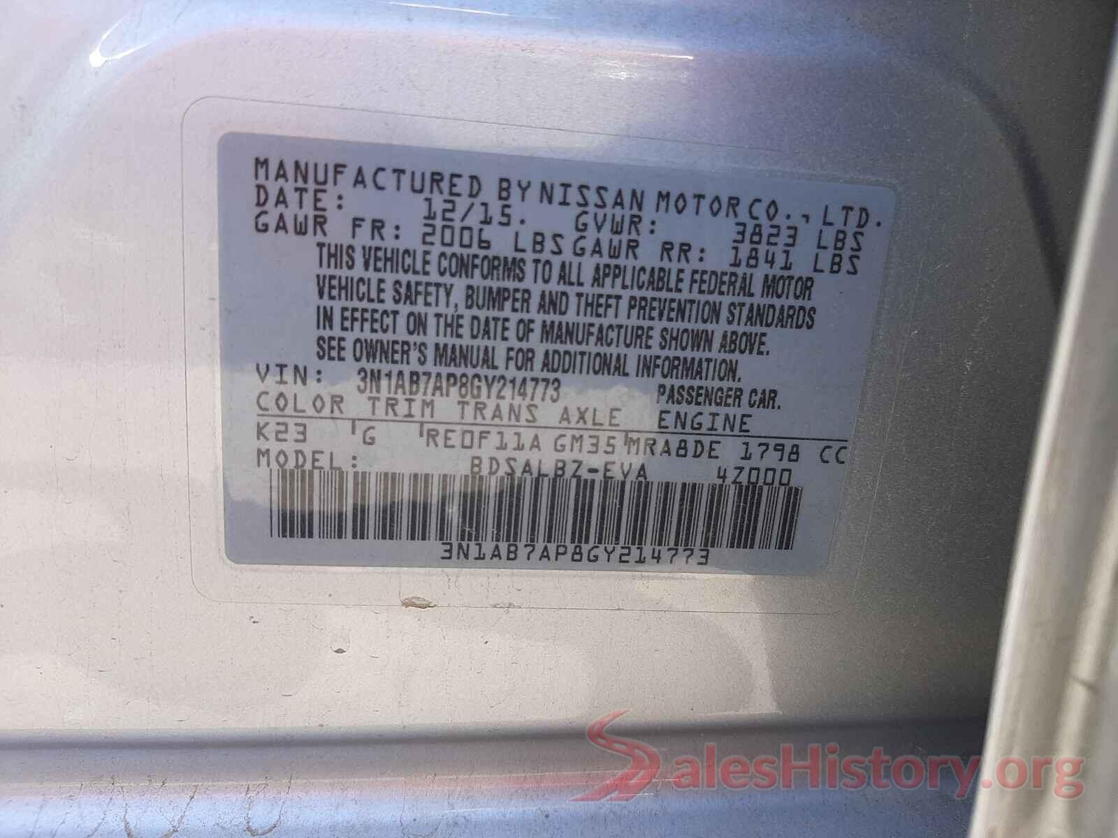 3N1AB7AP8GY214773 2016 NISSAN SENTRA