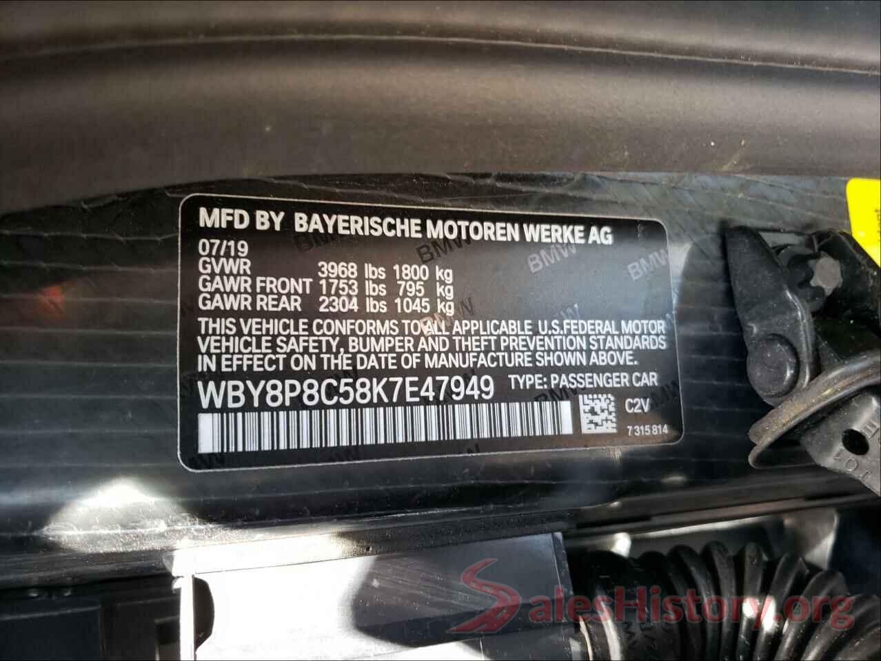 WBY8P8C58K7E47949 2019 BMW I SERIES