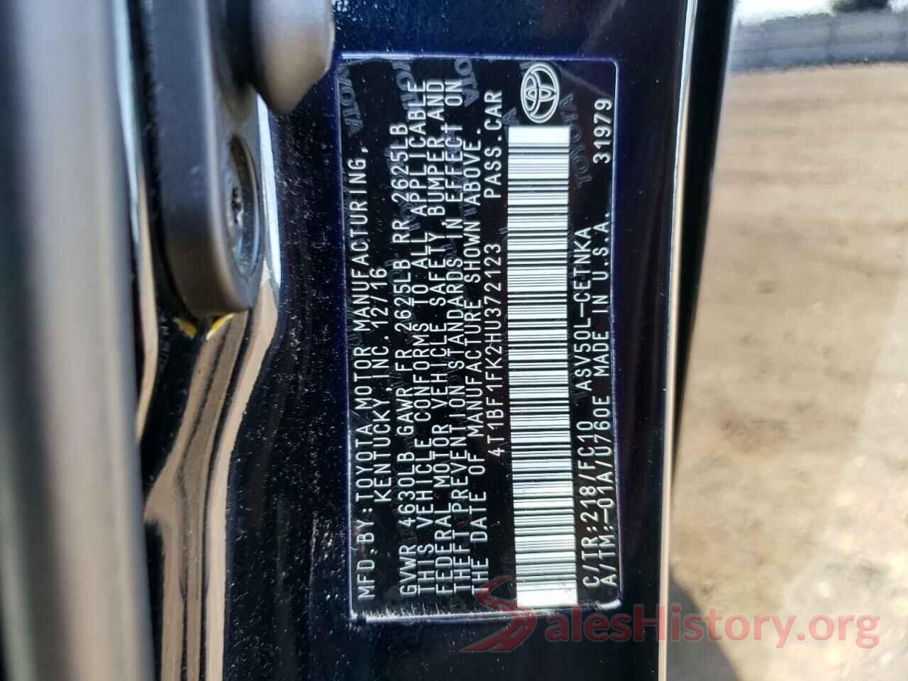 4T1BF1FK2HU372123 2017 TOYOTA CAMRY