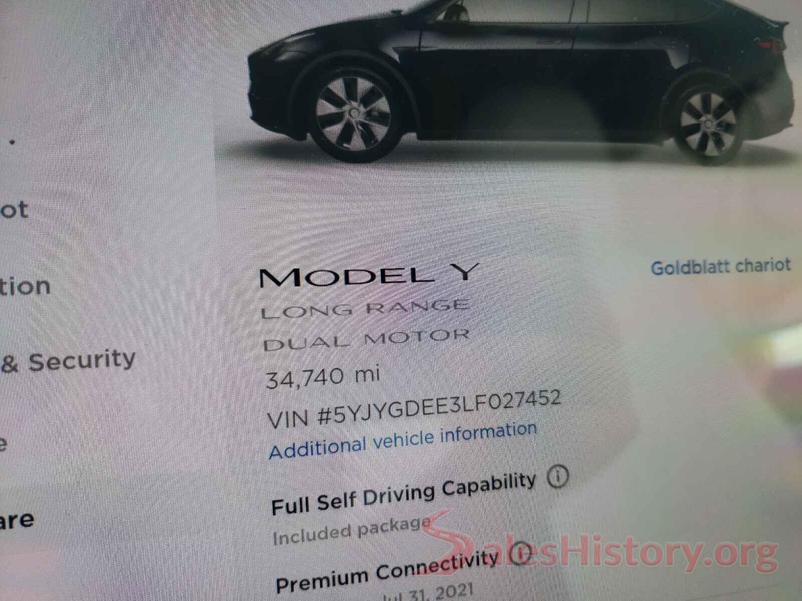 5YJYGDEE3LF027452 2020 TESLA MODEL Y