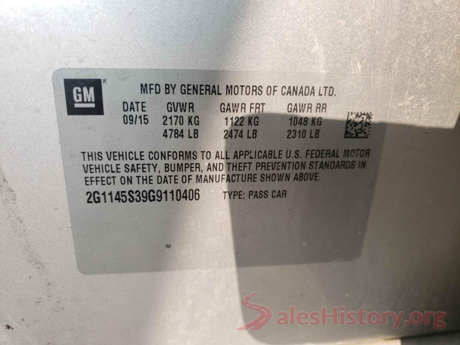 2G1145S39G9110406 2016 CHEVROLET IMPALA