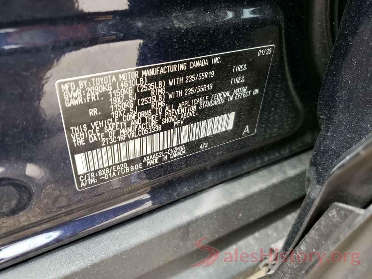 2T3C1RFVXLC053338 2020 TOYOTA RAV4