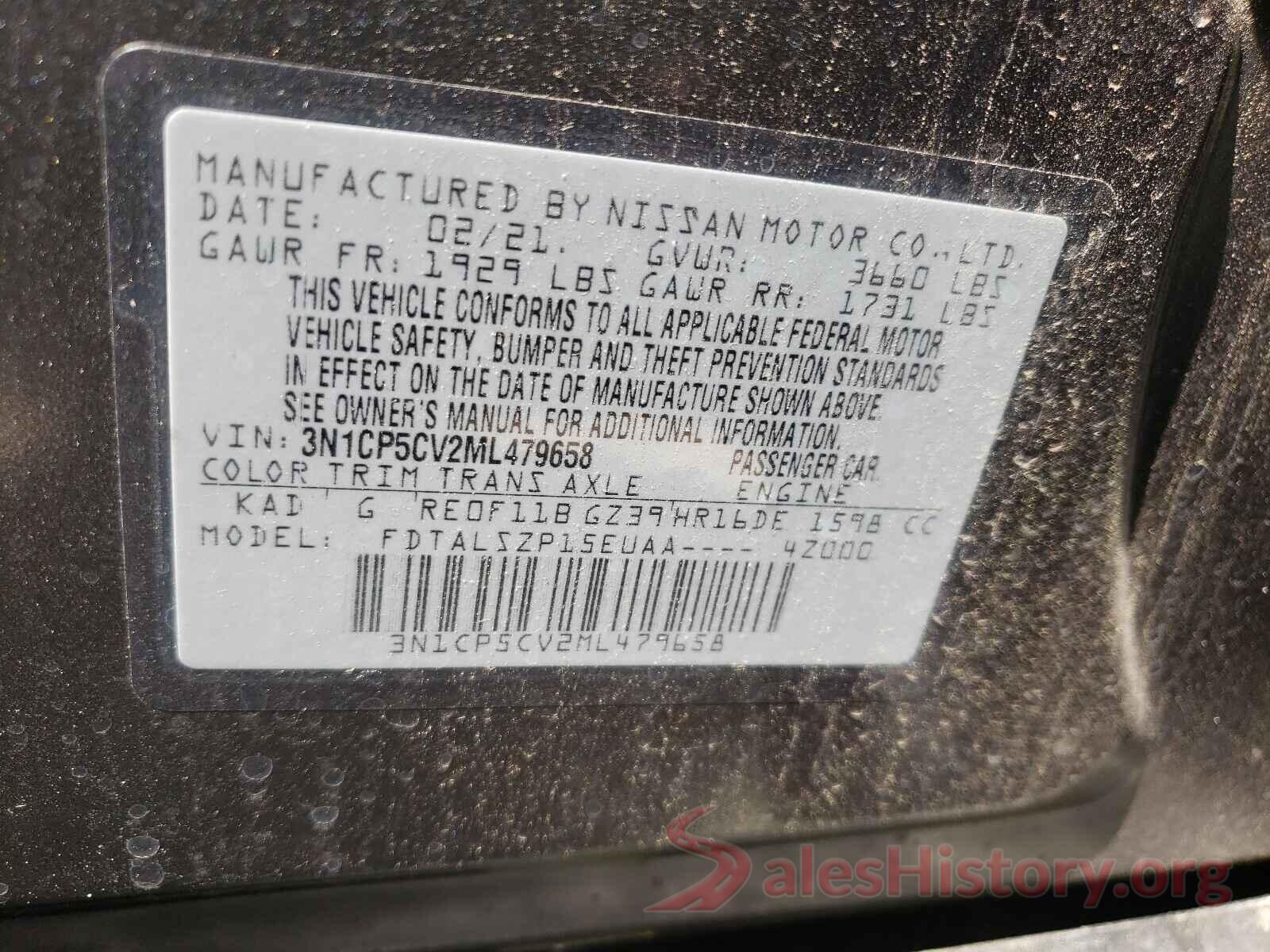 3N1CP5CV2ML479658 2021 NISSAN KICKS