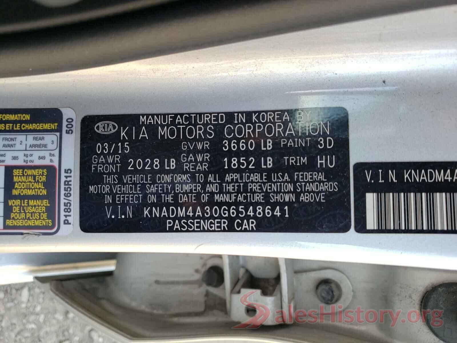 KNADM4A30G6548641 2016 KIA RIO