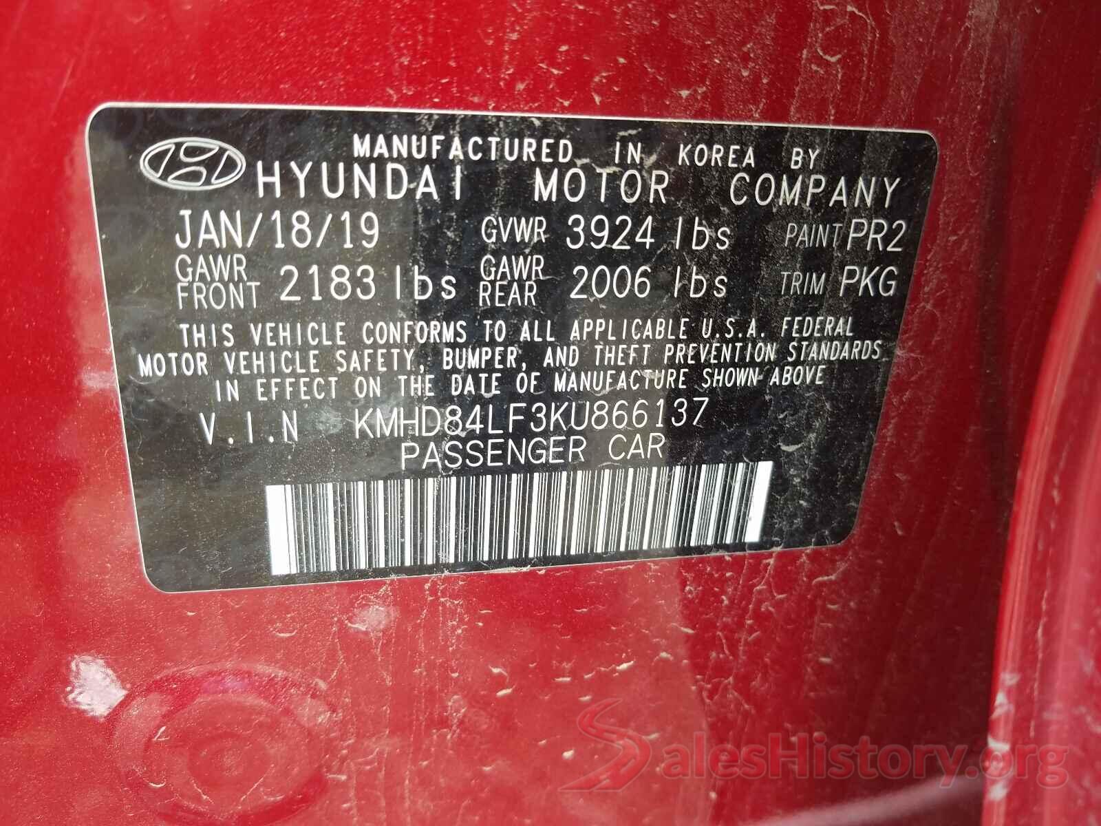 KMHD84LF3KU866137 2019 HYUNDAI ELANTRA