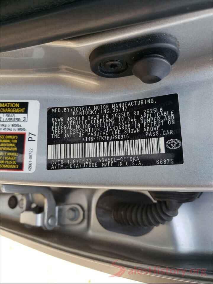 4T1BF1FK7HU796946 2017 TOYOTA CAMRY