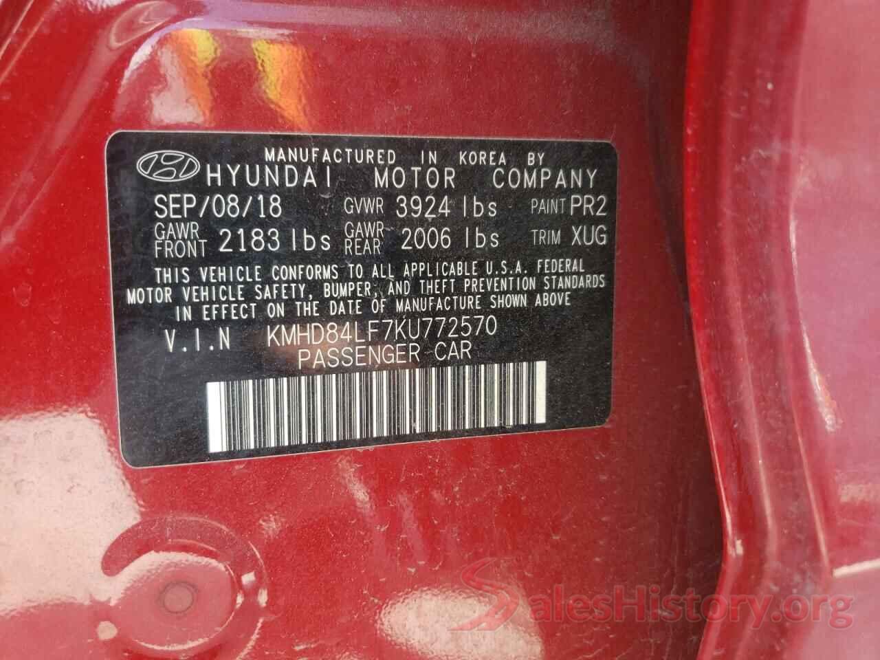 KMHD84LF7KU772570 2019 HYUNDAI ELANTRA