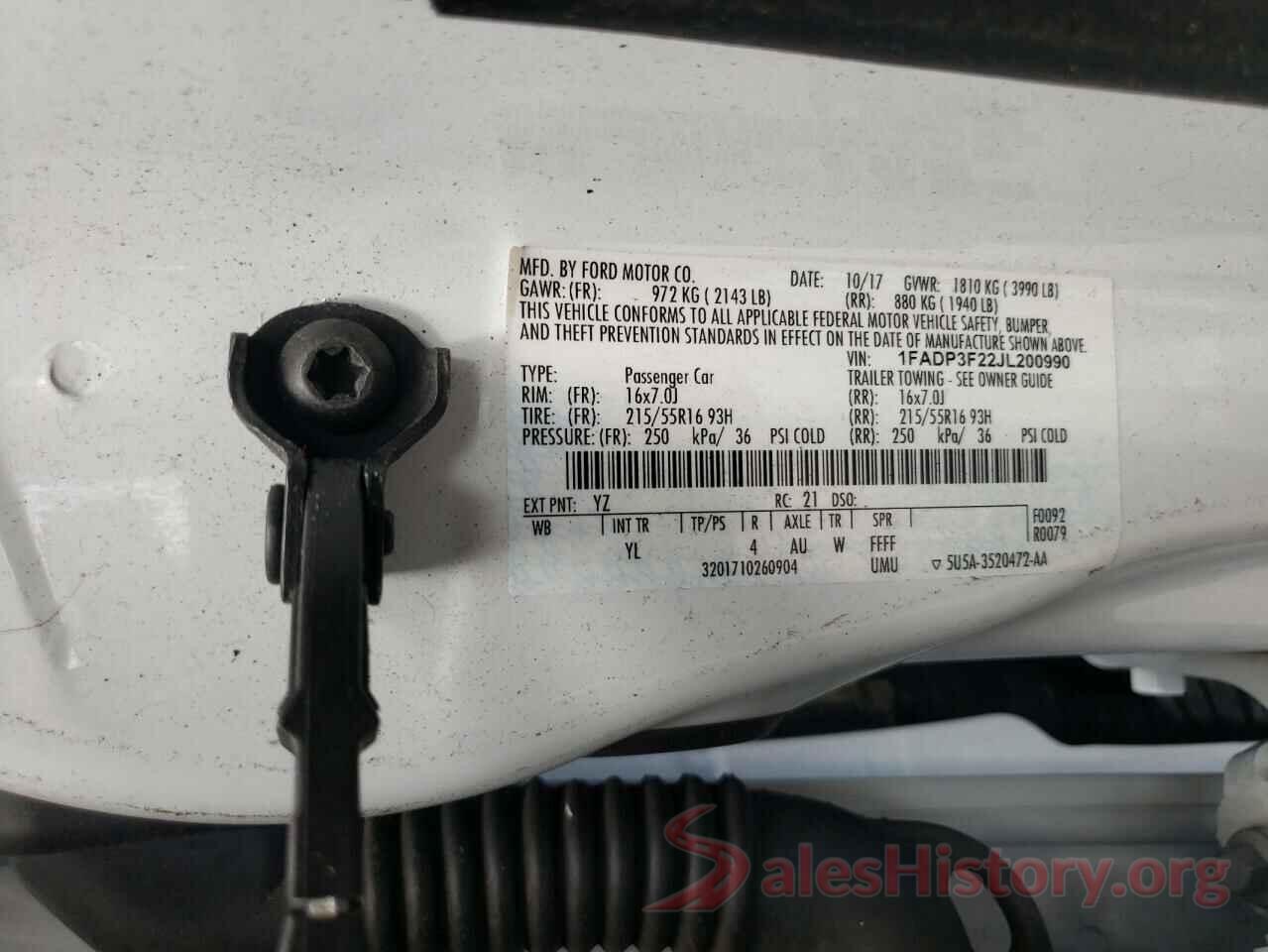 1FADP3F22JL200990 2018 FORD FOCUS