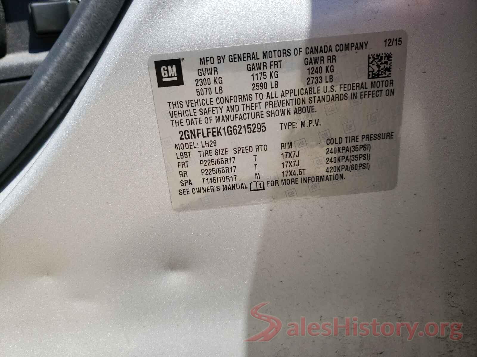 2GNFLFEK1G6215295 2016 CHEVROLET EQUINOX