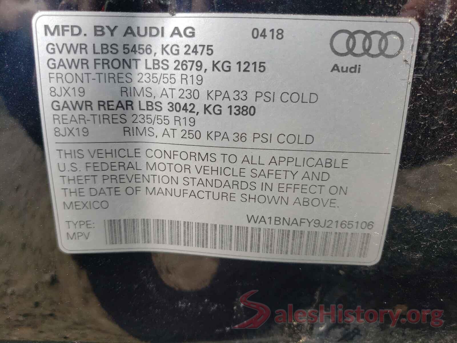 WA1BNAFY9J2165106 2018 AUDI Q5