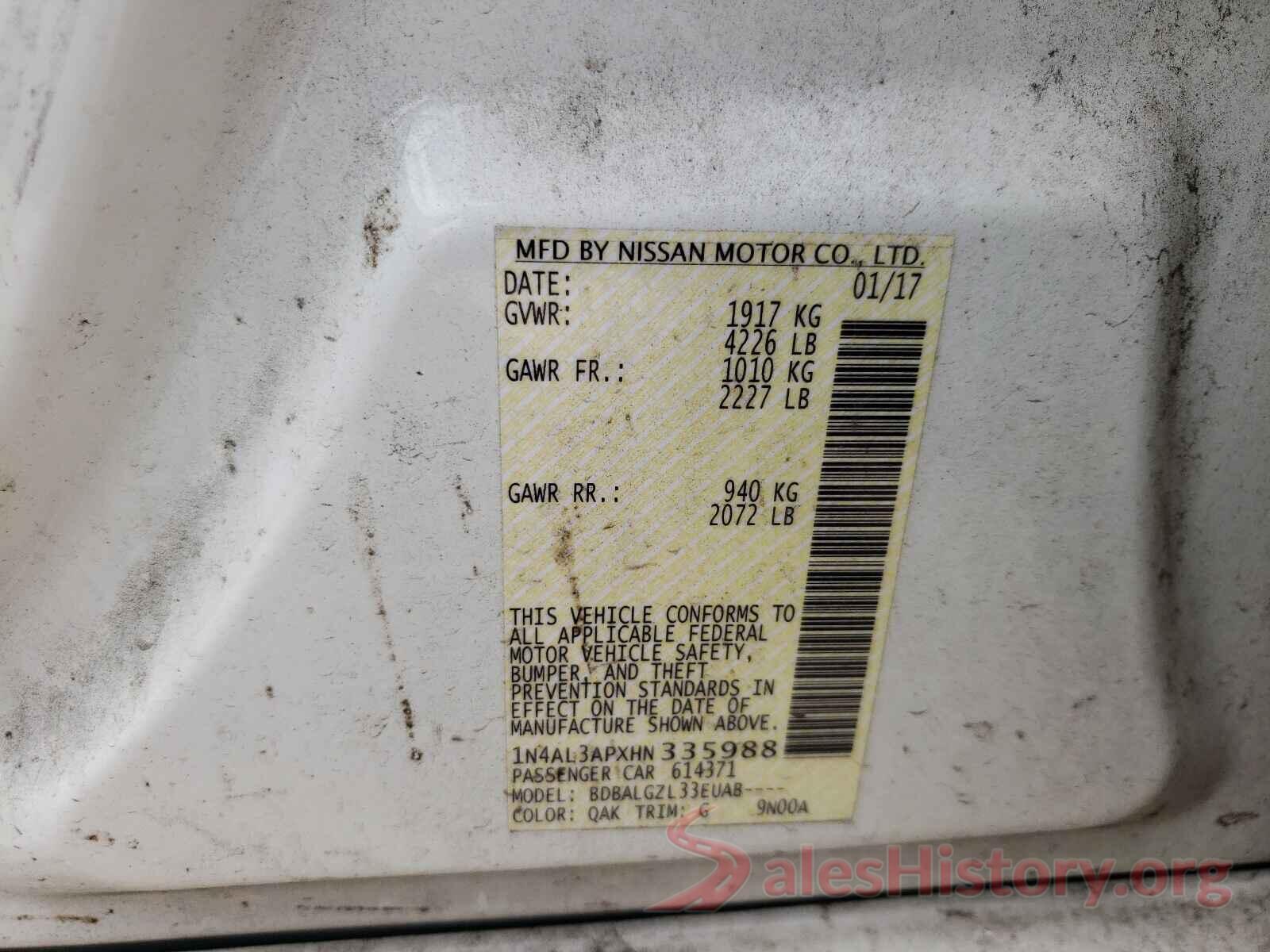 1N4AL3APXHN335988 2017 NISSAN ALTIMA