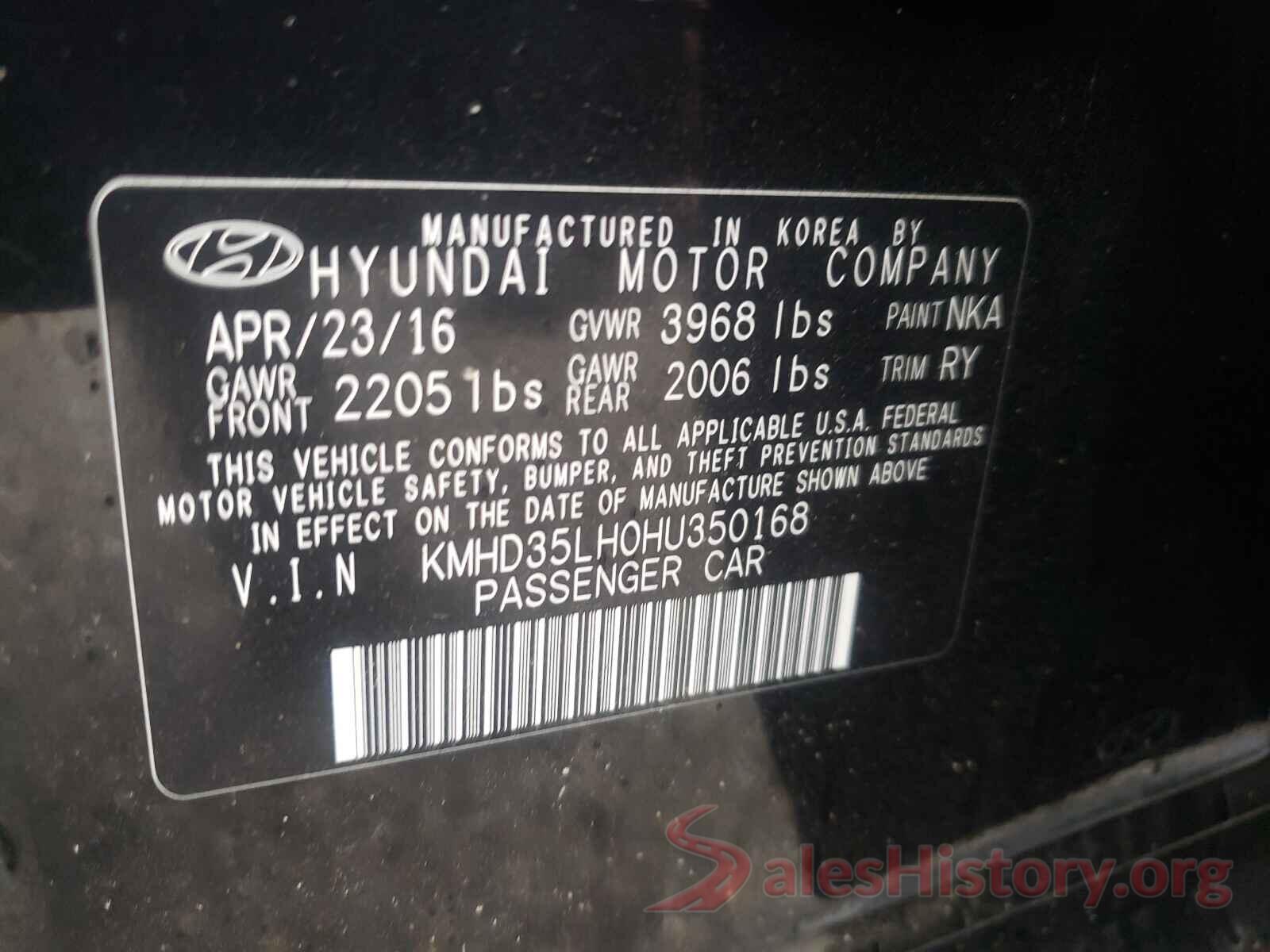 KMHD35LH0HU350168 2017 HYUNDAI ELANTRA