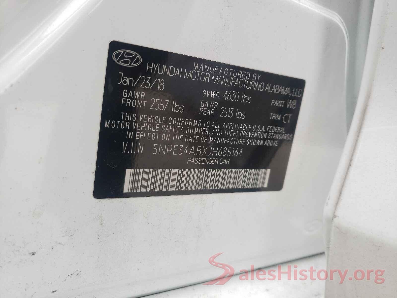 5NPE34ABXJH685164 2018 HYUNDAI SONATA