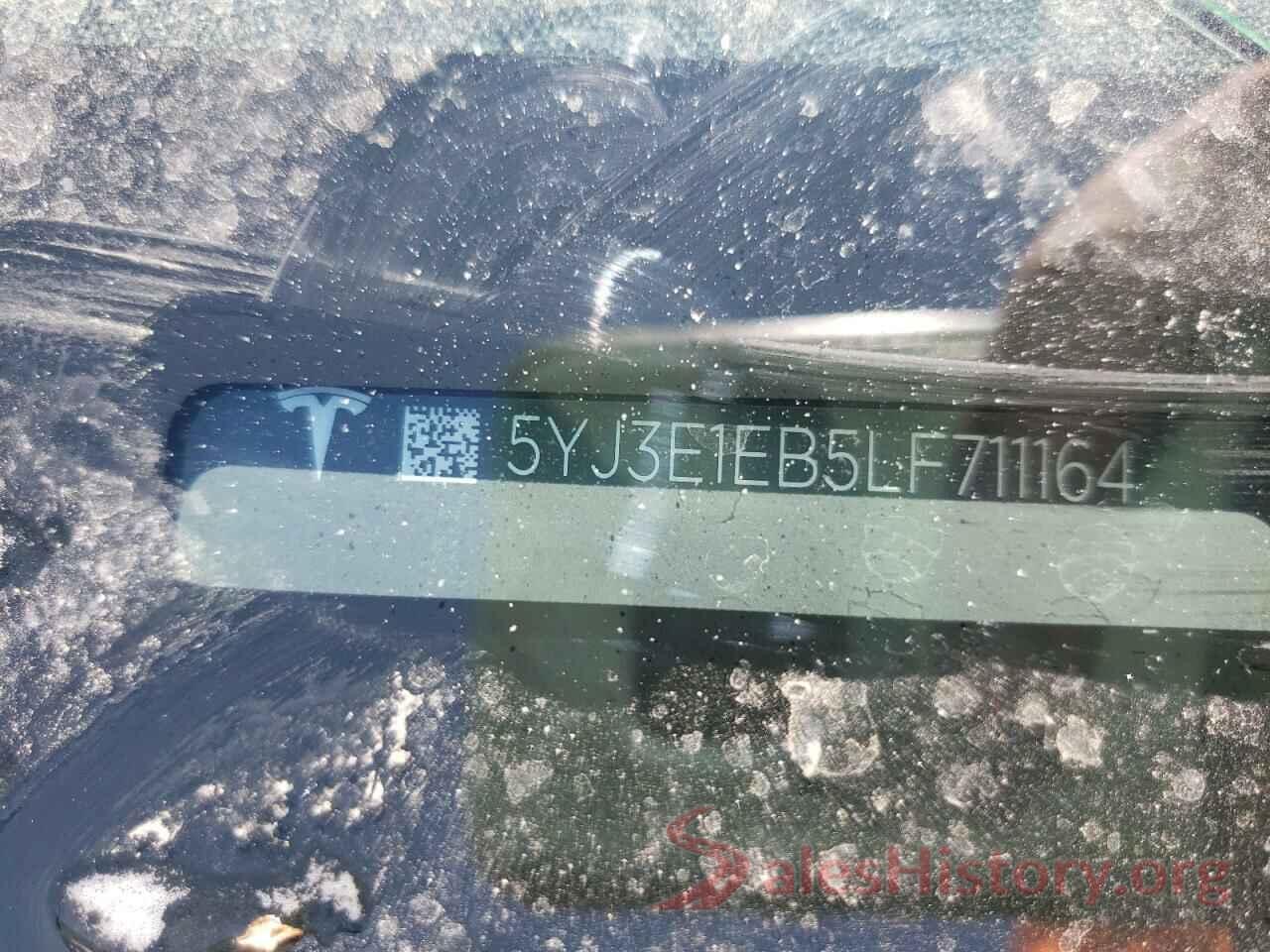 5YJ3E1EB5LF711164 2020 TESLA MODEL 3