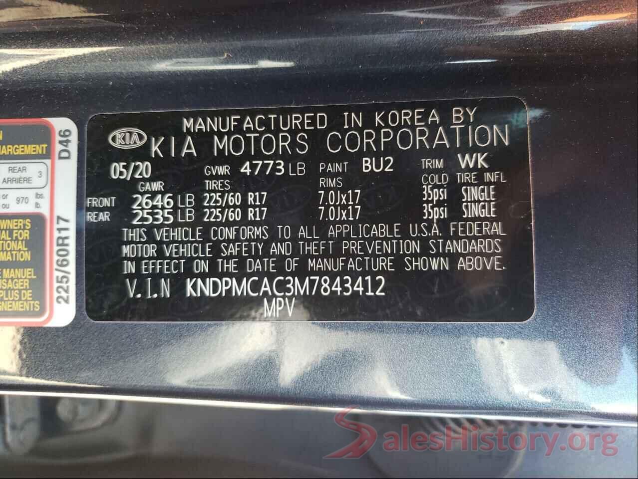 KNDPMCAC3M7843412 2021 KIA SPORTAGE