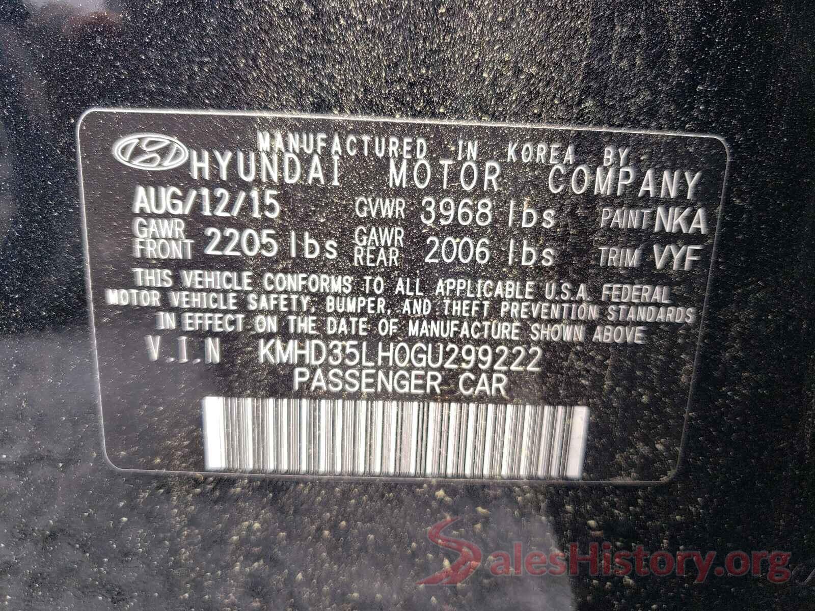 KMHD35LH0GU299222 2016 HYUNDAI ELANTRA