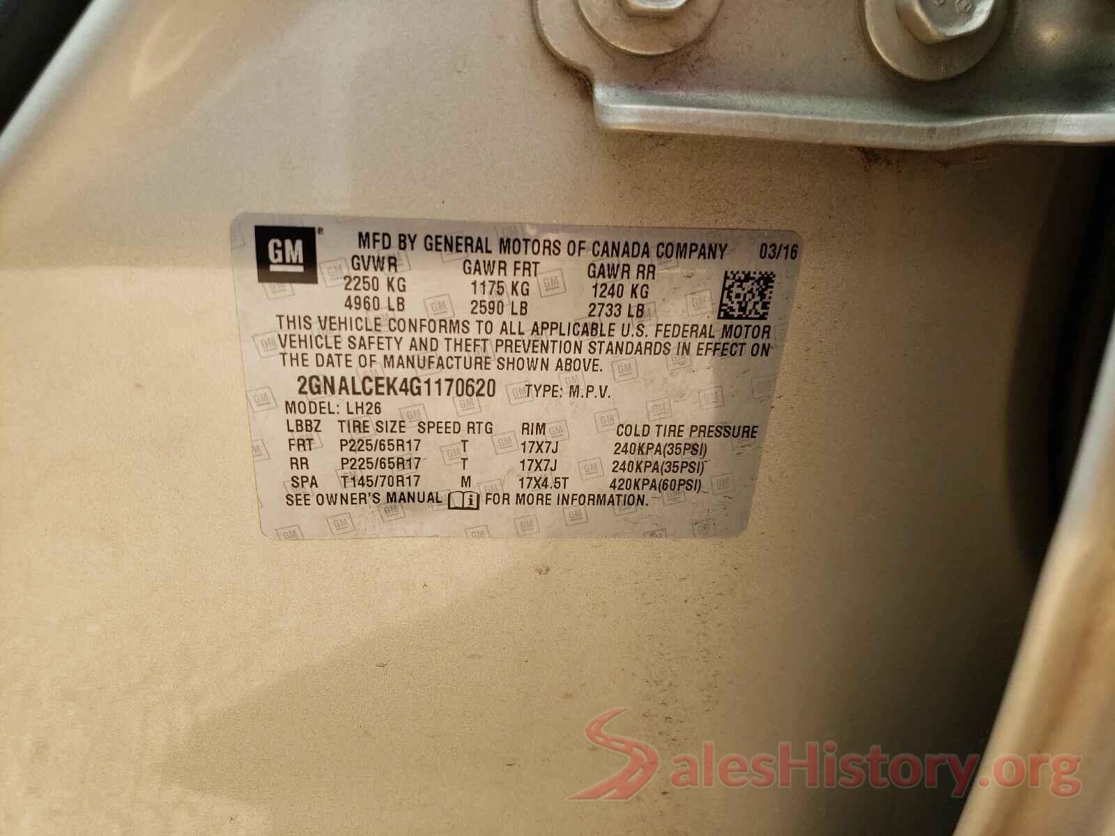 2GNALCEK4G1170620 2016 CHEVROLET EQUINOX