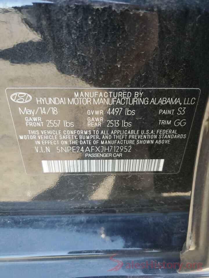 5NPE24AFXJH712952 2018 HYUNDAI SONATA