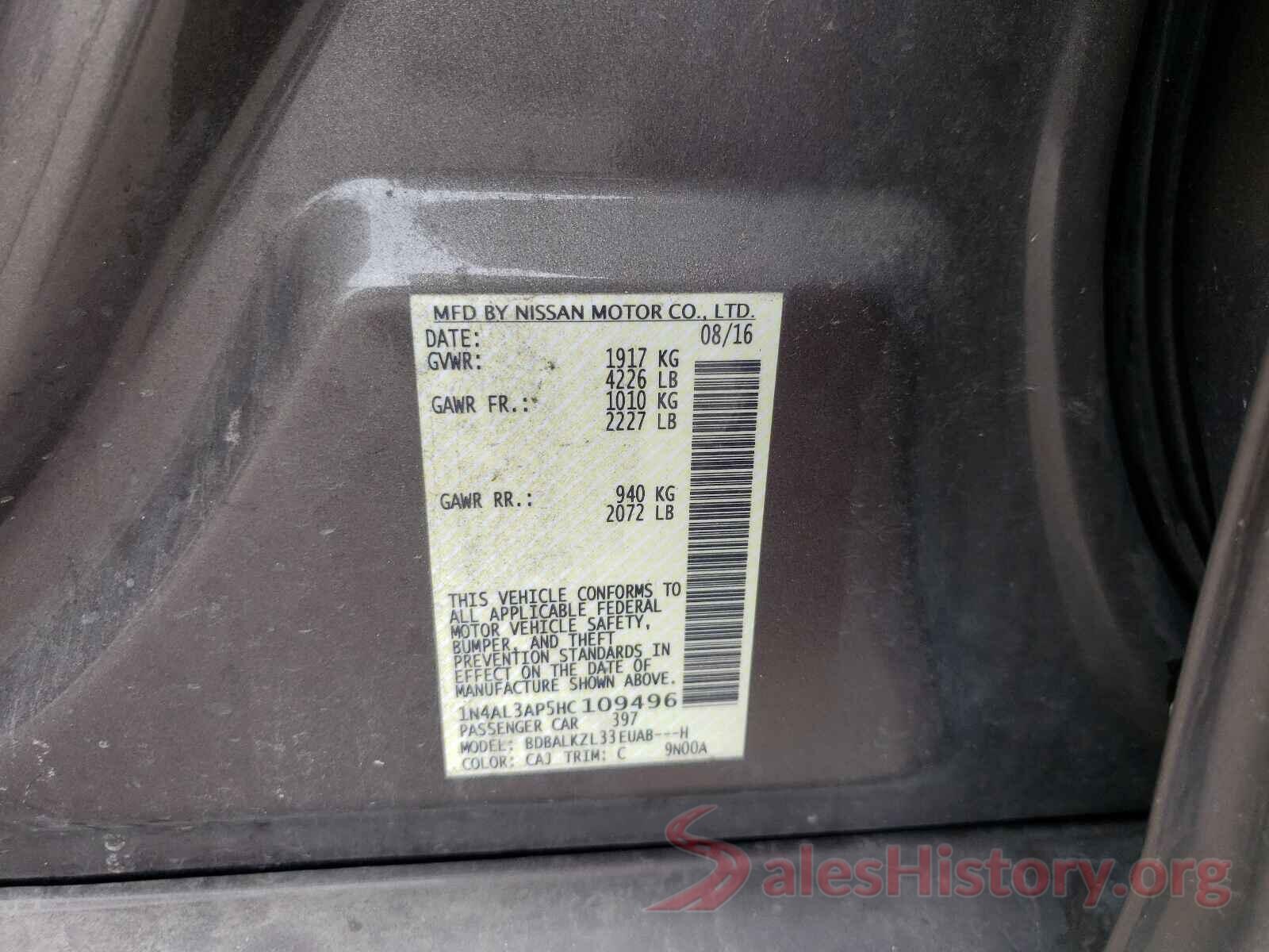 1N4AL3AP5HC109496 2017 NISSAN ALTIMA