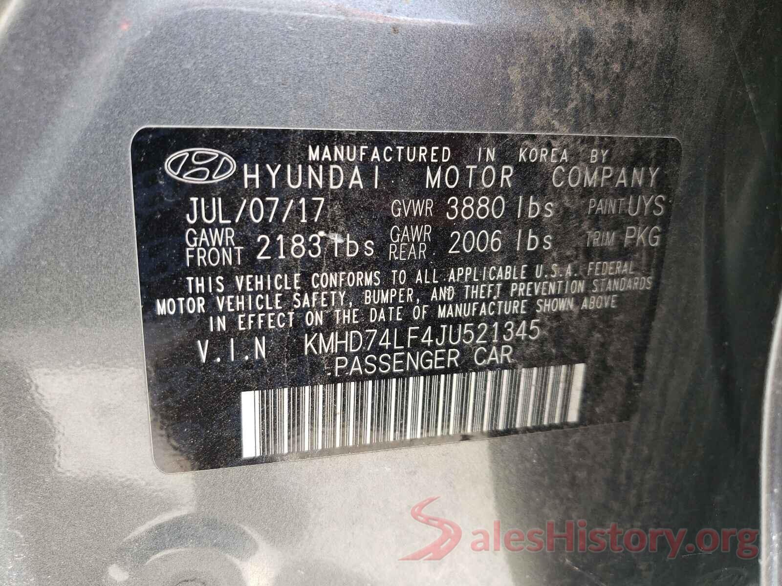 KMHD74LF4JU521345 2018 HYUNDAI ELANTRA