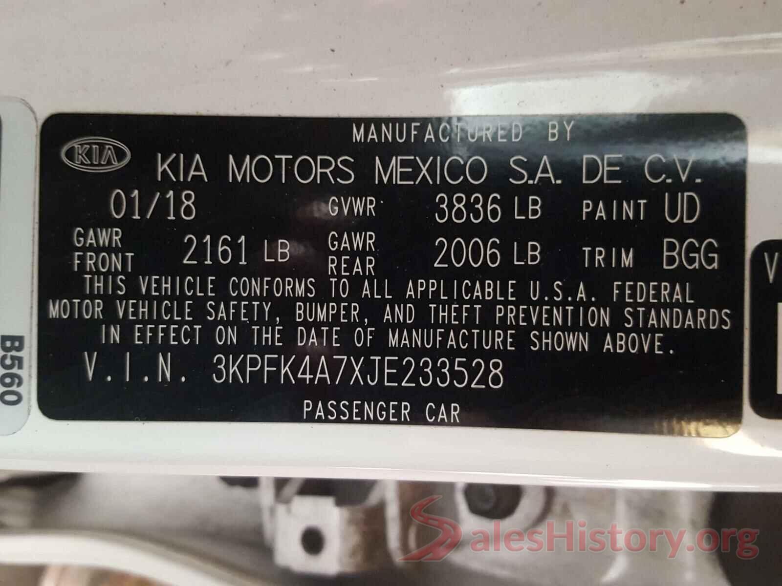 3KPFK4A7XJE233528 2018 KIA FORTE